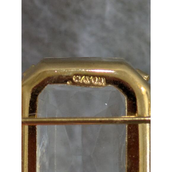 Vintage Avon Retro 3 Rhinestone Brooch Bar Pin Bue Clear Glass - Picture 7 of 8